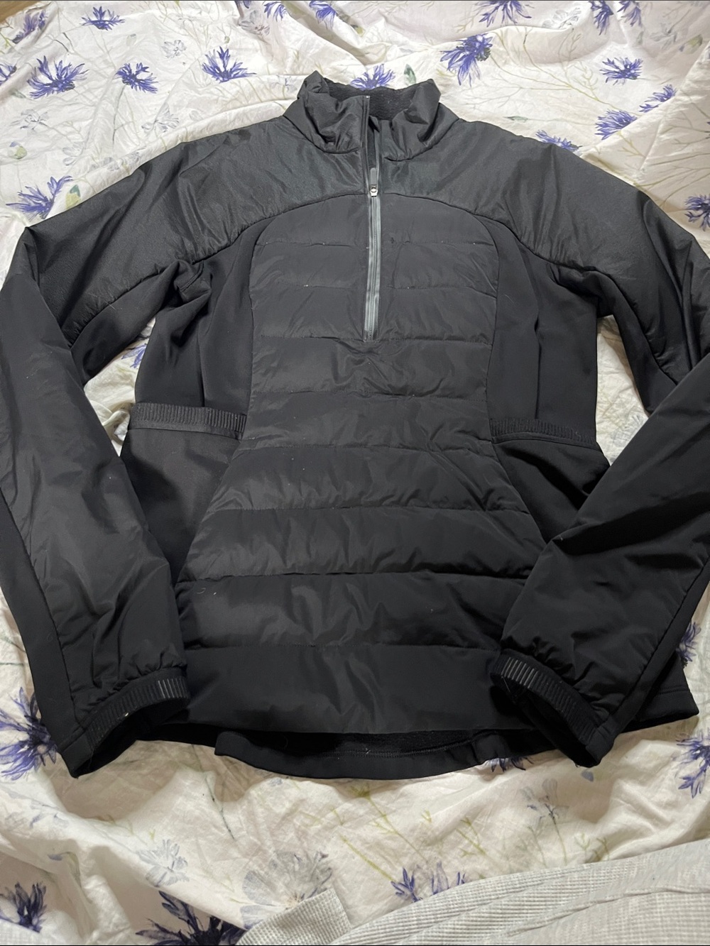 lululemon athletica Black Quilted Half-Zip Pullover Jacket